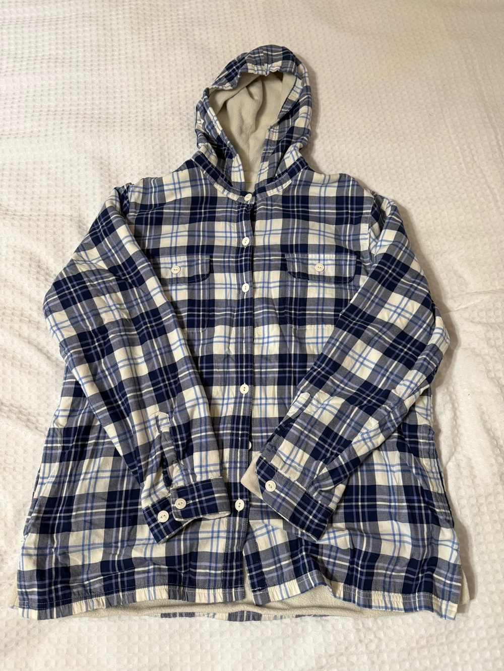 L.L Bean Women's XL Fleece-Lined Flannel Hoodie, Plaid